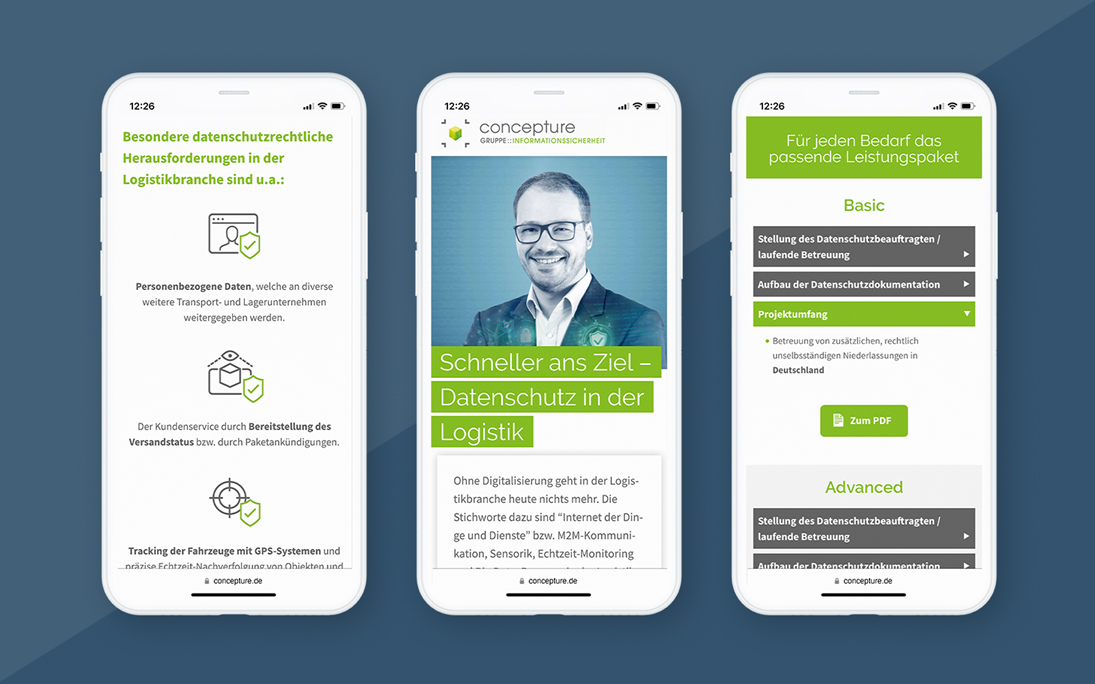Webdesign - Microsite, Landingpage  Concepture GmbH