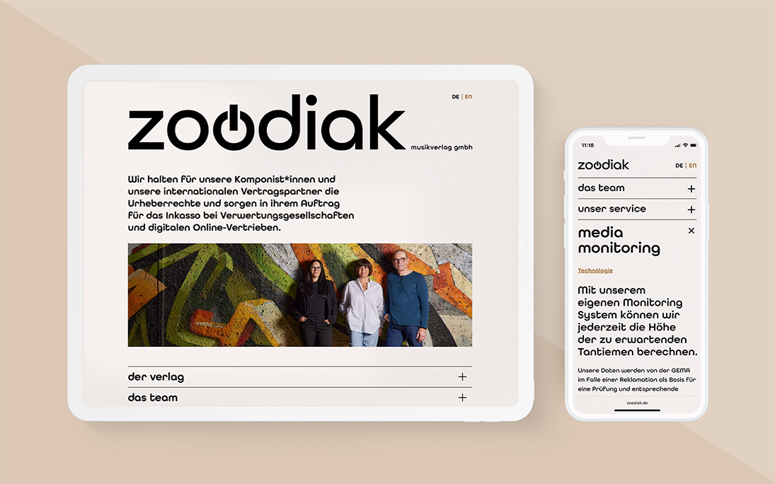 Webdesign - Corporate Website Zoodiak Musikverlag